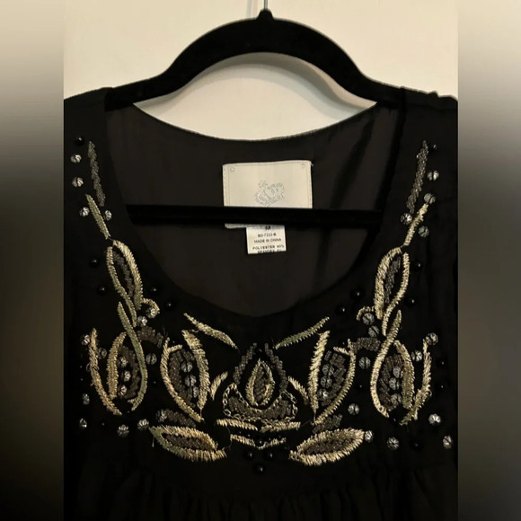 Bizz Princess Womens Black Polyester/Spandex Sheer Dress Embroidered Beaded Med - Picture 2 of 7